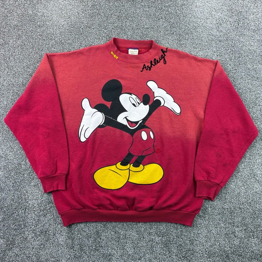Vintage Mickey Mouse Sweatshirt Mens XL Red Ombre I Stole My Boyfriends Shirt